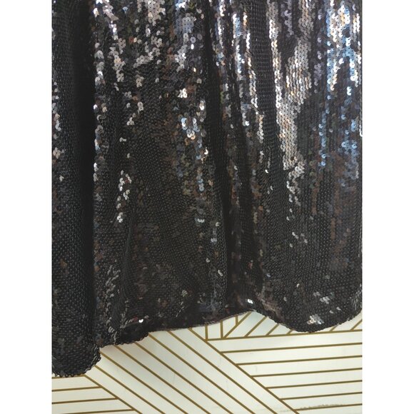 BCBG MAXAZRIA Women's Black EDNA Sequin Pleated Skirt Flowy Zip Side Size 6 - Picture 4 of 7